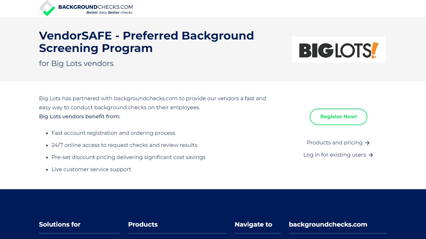 Big Lots preferred screening program - Backgroundchecks.com